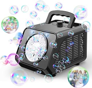 Bubble Machine, Bloranda LED Portable Automatic Bubble Blower with 2 Speed Modes 12000+ Bubbles Per Minute, Bubble Maker for Kids/Wedding/Easter/Christmas/Birthday/Garden/Outdoor Party/Performance