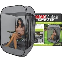 Magic Mesh Personal Portable Pod Modular Design, See-Through Mesh, Keeps Fresh Air in & Bugs Out, Pops Up in Seconds, Magnetic Door Panel, Fits One Adult & Folding Chair- 59" x 37.4" x 37.4"
