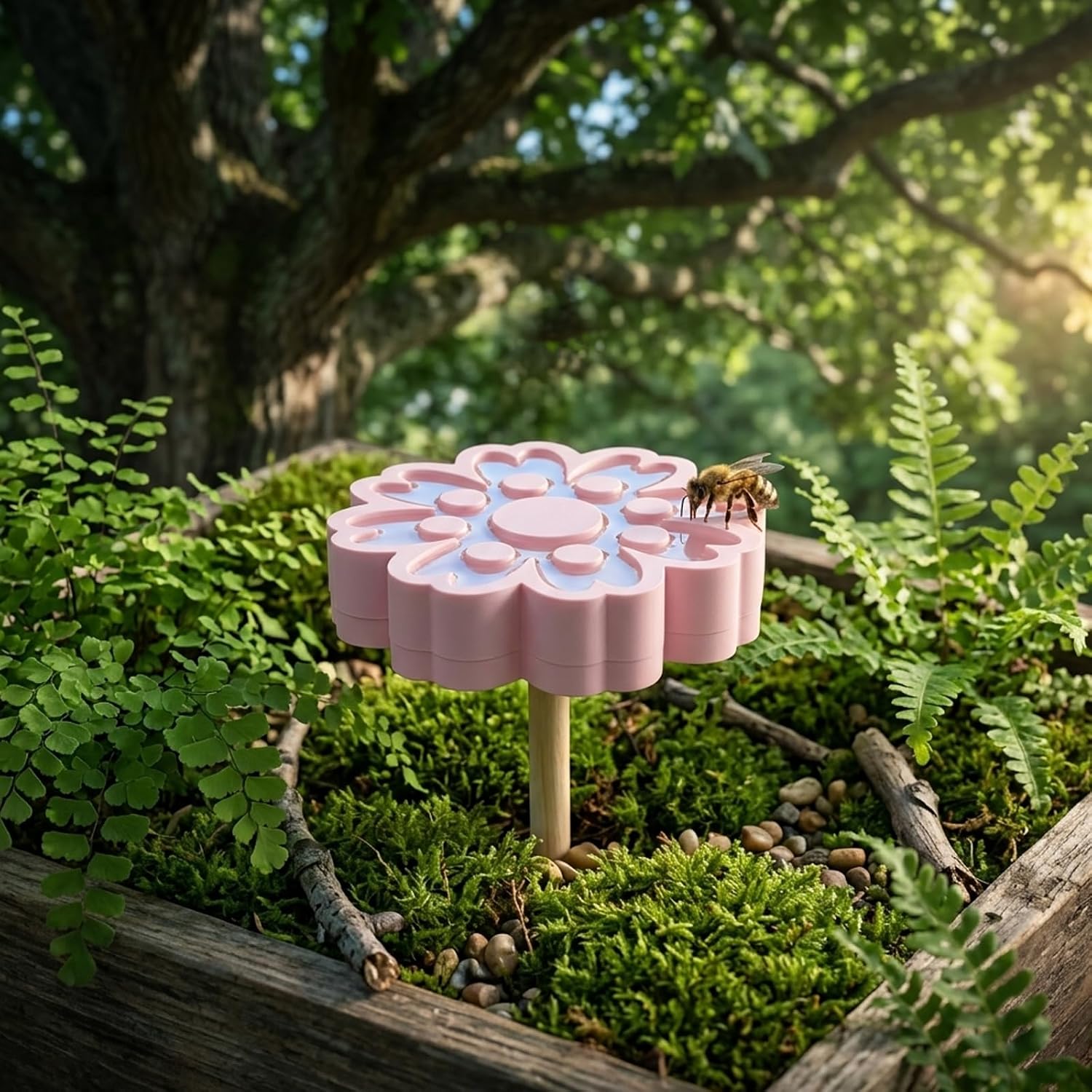 Bee Watering Station for Garden & Balcony, Decorative Flower Garden Stakes Bird Bath, Bird Butterfly Water Feeder Supplies, Unique Gardener Gift (4)