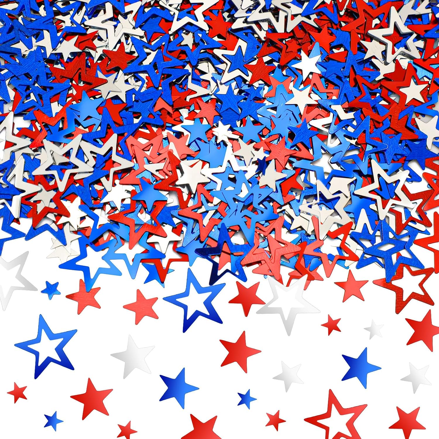 JULBEAR Red White Blue Confetti, Patriotic Twinkle Stars Table Confetti Independence Day Decorations 4th of July Party Sprinkles Foil Sequins Table Centerpiece for Independence Day Supplies