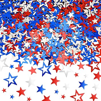 JULBEAR 4th of July Patriotic Red White Blue Star Confetti Decor