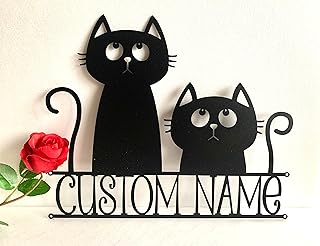Personalized Cat Sign, Custom Cat Name, Cute Kitten Silhouette, Metal Wall Art, Cat Owner Gift, Farmhouse, Cat's Name Plaque, Custom Cat Door Sign, Housewarming Gift, Mom's Gift, Gift for Cat Lovers