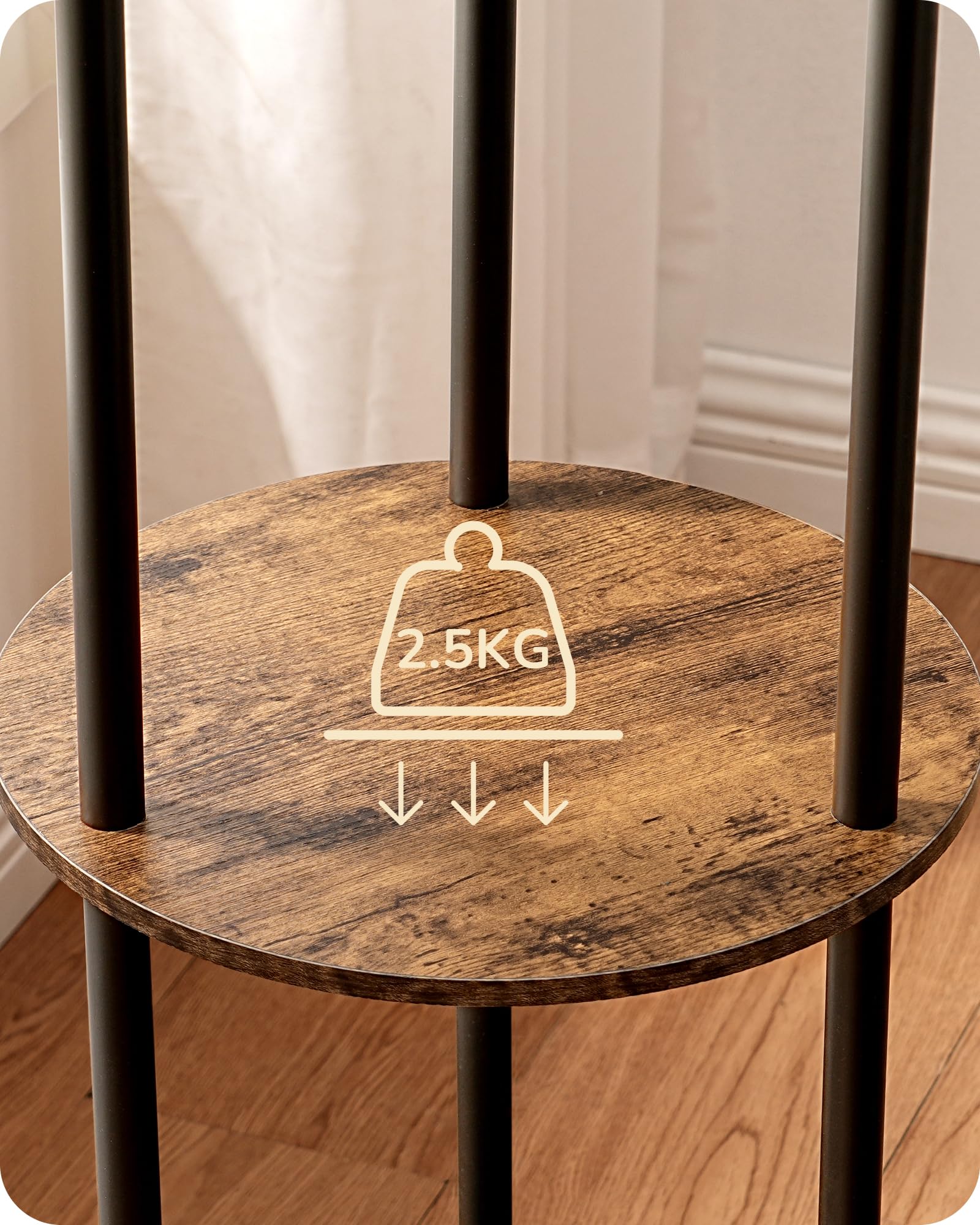 EDISHINE Lampadaire sur Pied pour Salon, Lampe sur Pied LED 3-Flamme avec Étagère et Abat-Jour en Lin, Douille E27, Ampoules Incluses, Lampe Moderne pour Chambre et Bureau, 178 cm