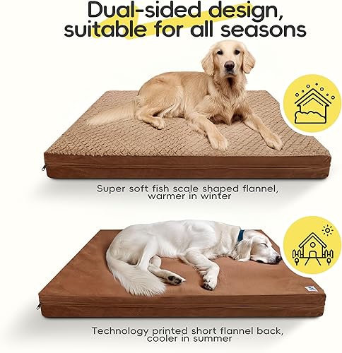 Miniatura 4 de Sytopia Cama lavable indestructible para perros grandes de 37 pulgadas  Felpa de doble cara, impermeable, funda extraíble, soporte ortopédico