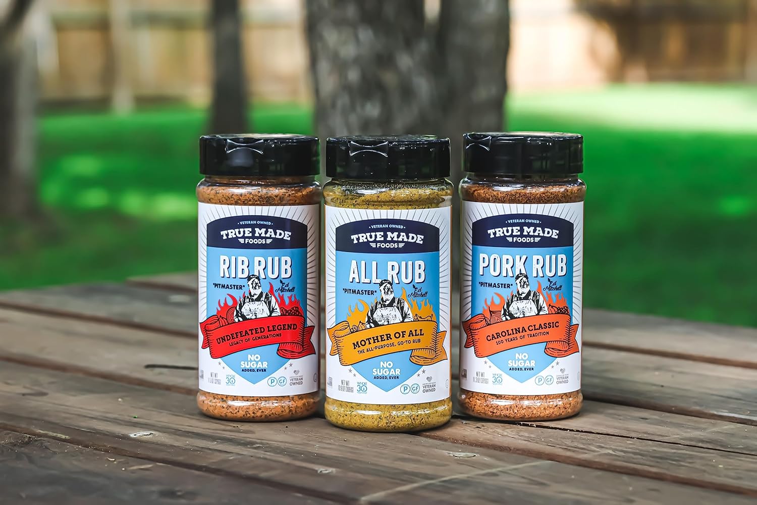 True Made Foods Ed Mitchell's Award Winning Pitmaster BBQ Pork Rub - Carolina Classic, BBQ Grill, 11.3 Ounce, 3 Pack - Earthy & Flavorful BBQ Rubs and Spices for Smoking, Baby Back Ribs, Shoulders, Whole Hog