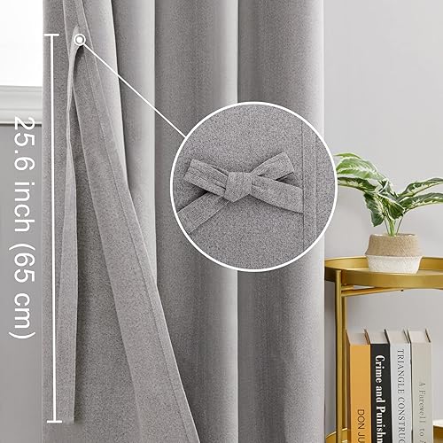 Miniatura 4 de Hiasan Cortinas opacas de lino sintético, 2 paneles con textura de arpillera, con aislamiento térmico, para oscurecer el dormitorio, ahorro de