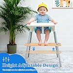 High Chair Footrest Adjustable Height Non-Slip Natural Bamboo Baby Highchair Foot with 4 Rubber Ring 2 Blue Fixing Ring Rest Footstool Compatible with IKEA ANTILOP High Chairs Accessories(Log color,1)