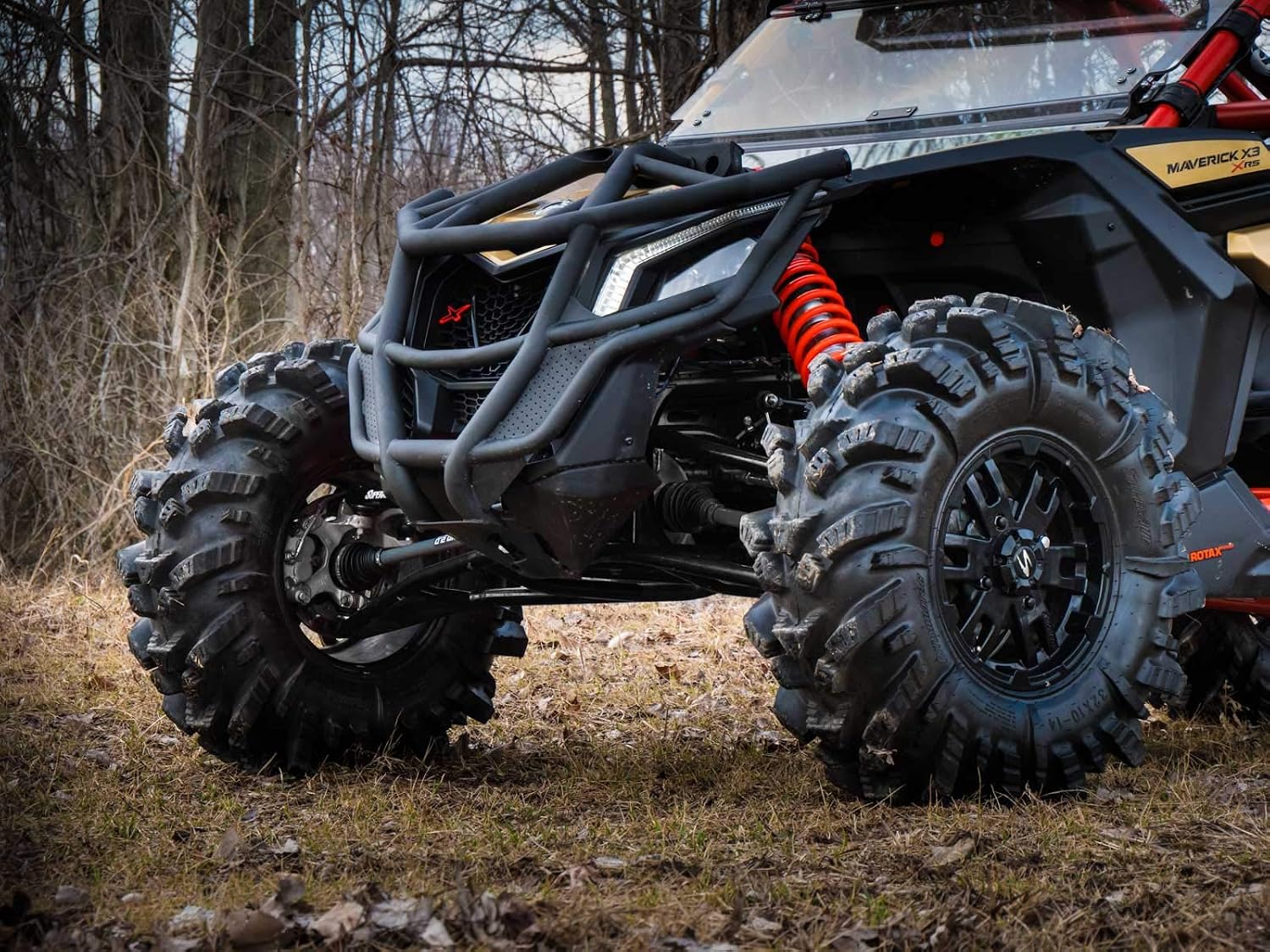 SuperATV 72 Inch Wide Black Front A-Arms for 2017+ Can-Am Maverick X3 (See Fitment) | 2.25X Stronger Than Stock | 1.5" Ground Clearance | Includes Super Duty 300M Preinstalled Ball Joints