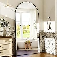 Vista 2 de HARRITPURE - Espejo arqueado de cuerpo entero de 71"x30", con marco de aluminio, espejos modernos y simples para apoyarse o colgar, decoración