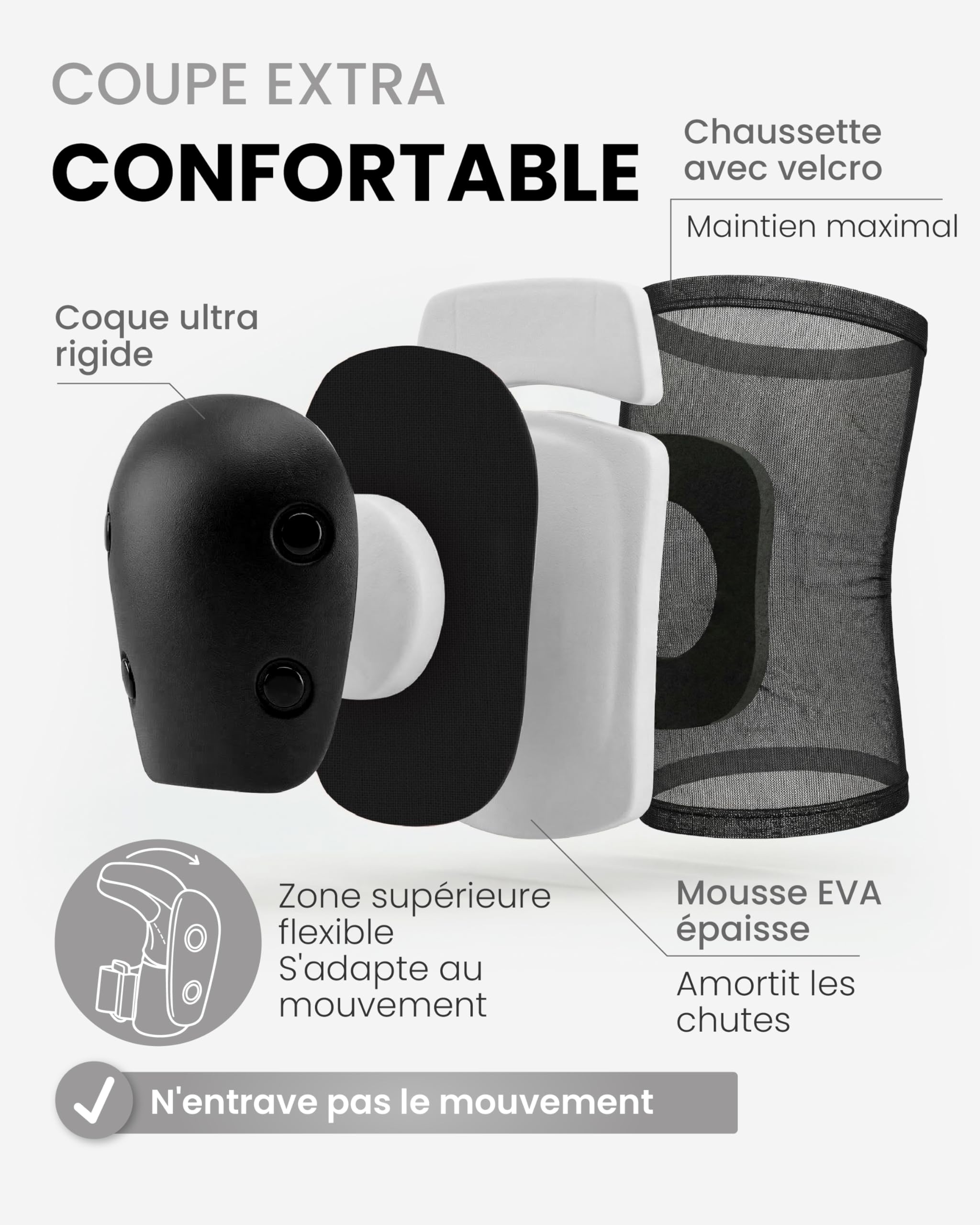 99FLIPS Protection Skateboard Enfant - Protection Velo Enfant 3 Ans - Protege Genoux Skateboard, Skate et Freestyle BMX - Slide - Taille SM Noir