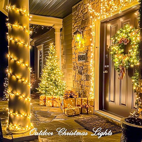 Miniatura 150 de JMEXSUSS Guirnalda de luces LED de 168 pies, 600 luces LED para el día de San Valentín, luces rojas de Navidad con alambre transparente, 8 modos