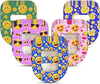 Omnipod 5 Overpatches Waterproof, Amolyfe 20 Pack Pod Pals Omnipod 5 Adhesive Overlay Patches with Stretchable Strap, Breathable and Hypoallergenic, Long-Lasting Medical Adhesive (Emoji)