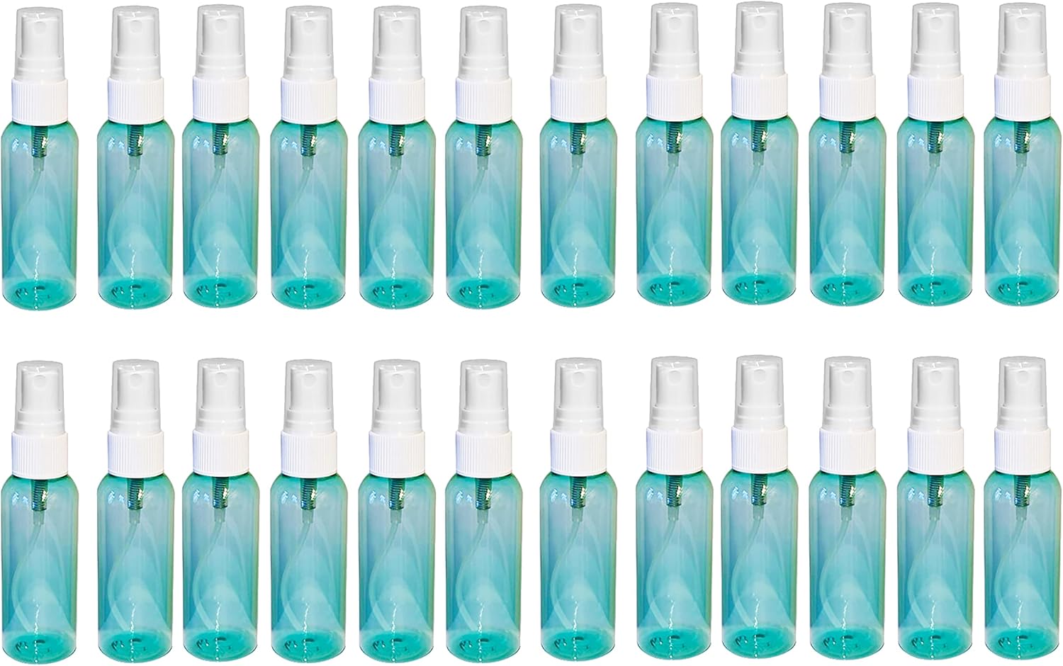 Perfume Studio Fine Mist Spray Bottles 2oz/60ml Travel Size PET Plastic Atomizer for Fragrances, Essential Oils, Hair Styling, Water, etc; Translucent Aqua Marine Color (24)