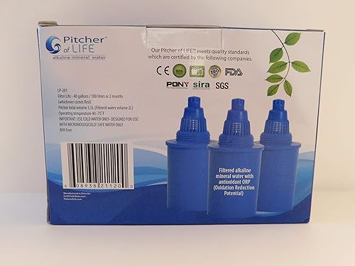 Miniatura 2 de Pitcher of Life - Filtros de repuesto para jarra de agua alcalina, paquete de 3