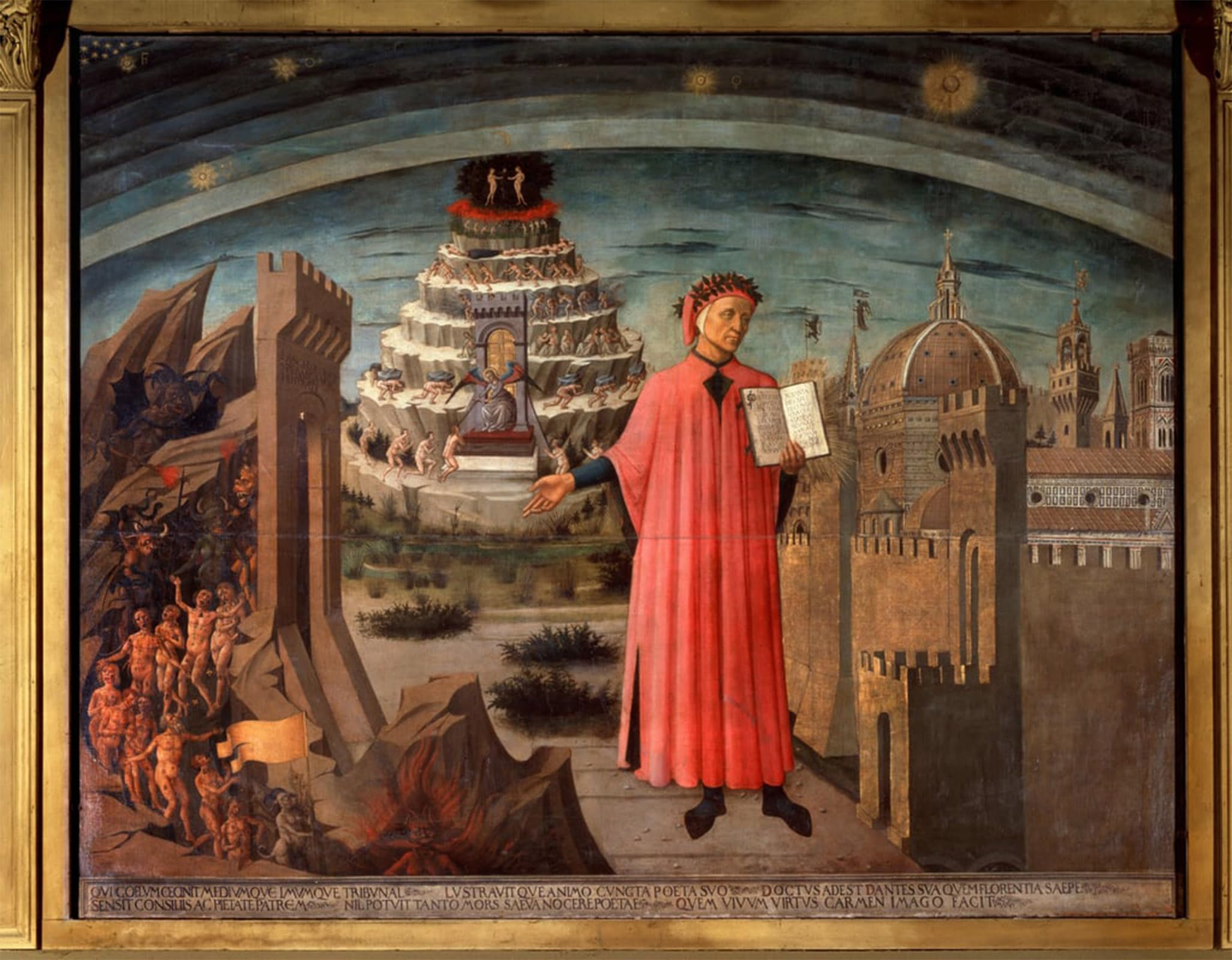 POSTERIIk Famous Modern Artwork Art Mural His Comedy Portrait of Tenant Dante At the Main Divine Comedy by Domenico Di o Oil Paintings Pictures for Home Decor 60x90cm