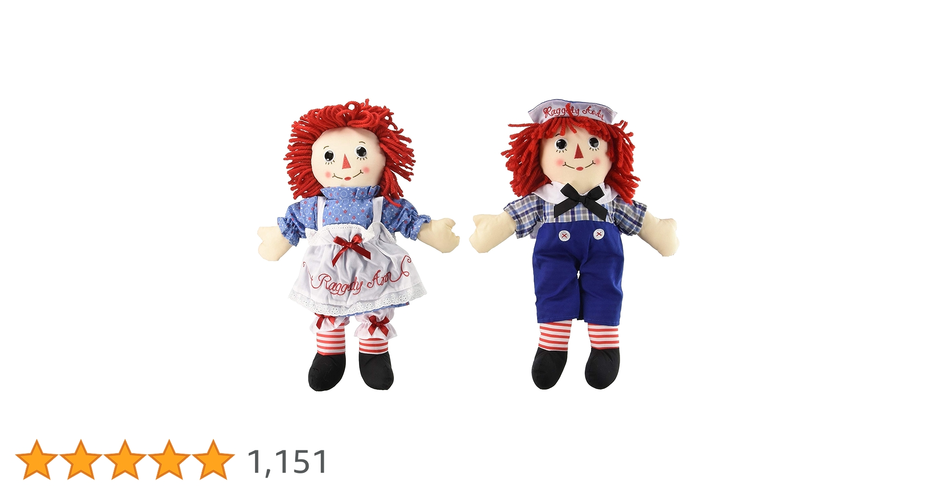 Raggedy Ann Andy ラガディ アン アンディ Bundle of 2 Aurora Dolls - Large 16'' Classic Raggedy Ann and