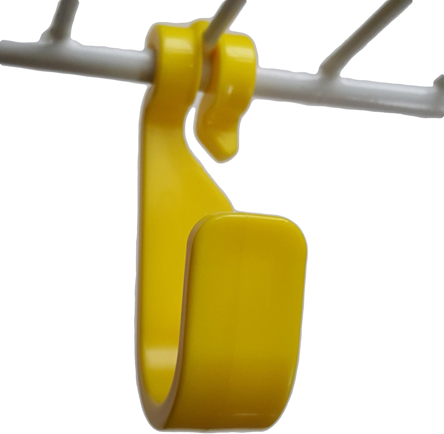 Snap on Hook, Box of 8 Yellow Hooks for Accessories, Belts, Scarves, Clothes & Jewelry. Add-On Hook for Wire Shelves in Closets. Easy Installation in Back Against The Wall, Package of 8