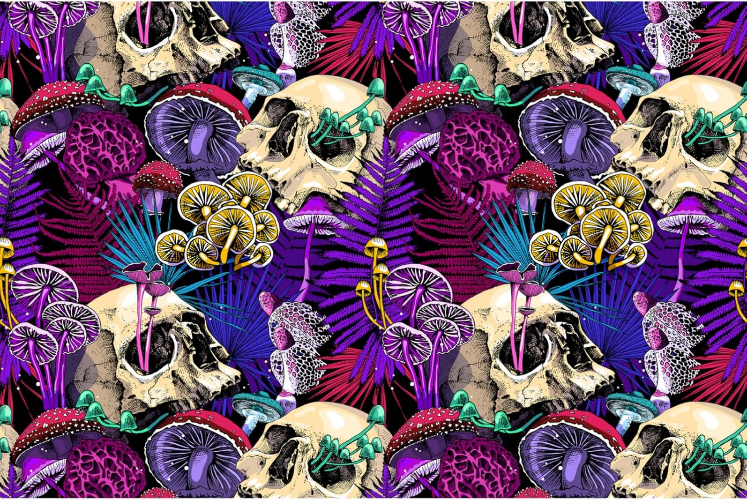 RIMENCH Men Women Purple Leaf Trippy Mushroom Eye Skull Travel Laptop Backpack Business Bookbag Durable Sport Backpack for Outdoors Running