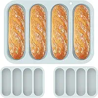 3 formas de pão de cachorro-quente com 4 xícaras de silicone para assar no micro-ondas e na lava-louças (azul, 3)