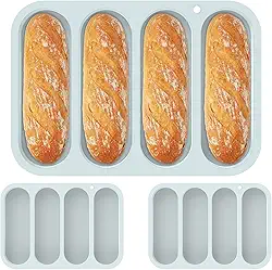 3 formas de pão de cachorro-quente com 4 xícaras de silicone para assar no micro-ondas e na lava-louças (azul, 3)