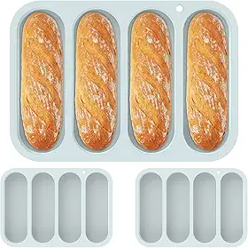 3 formas de pão de cachorro-quente com 4 xícaras de silicone para assar no micro-ondas e na lava-louças (azul, 3)