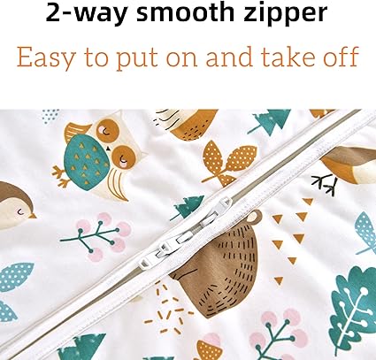 Chilsuessy Babywinterslaapzak, slaapzak met voeten, voor kleine kinderen, het hele jaar door, winterslaapzak, pyjama voor jongens en meisjes, met afneembare lange mouwen, bosdierentuin, 2,5 TOG