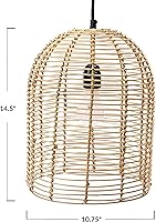 Vista 2 de Creative Co-Op Lámpara de techo moderna de ratán tejida a mano, estilo bohemio, natural