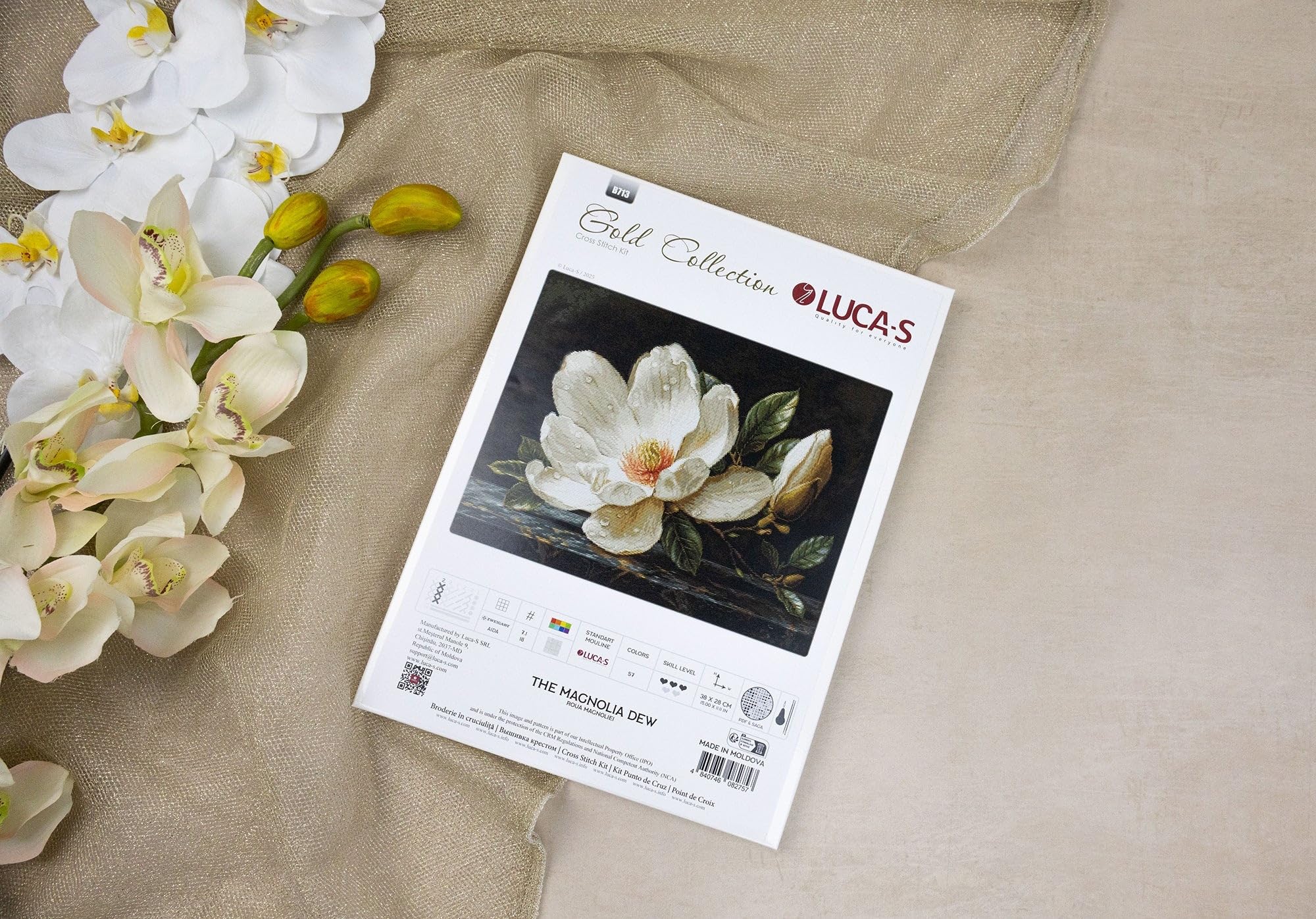 Kreuzstich Stickpackung Gold Collection, Der Magnolientau, Zählmuster, 38x28cm