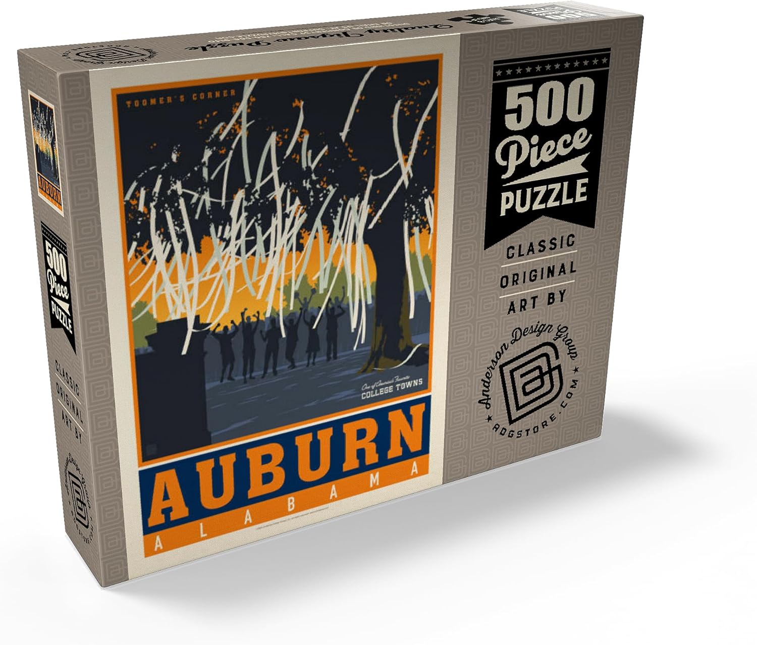 MyPuzzle American College Towns: Auburn, Alabama, Vintage Poster - Premium 500 Piece Jigsaw Puzzle for Adults