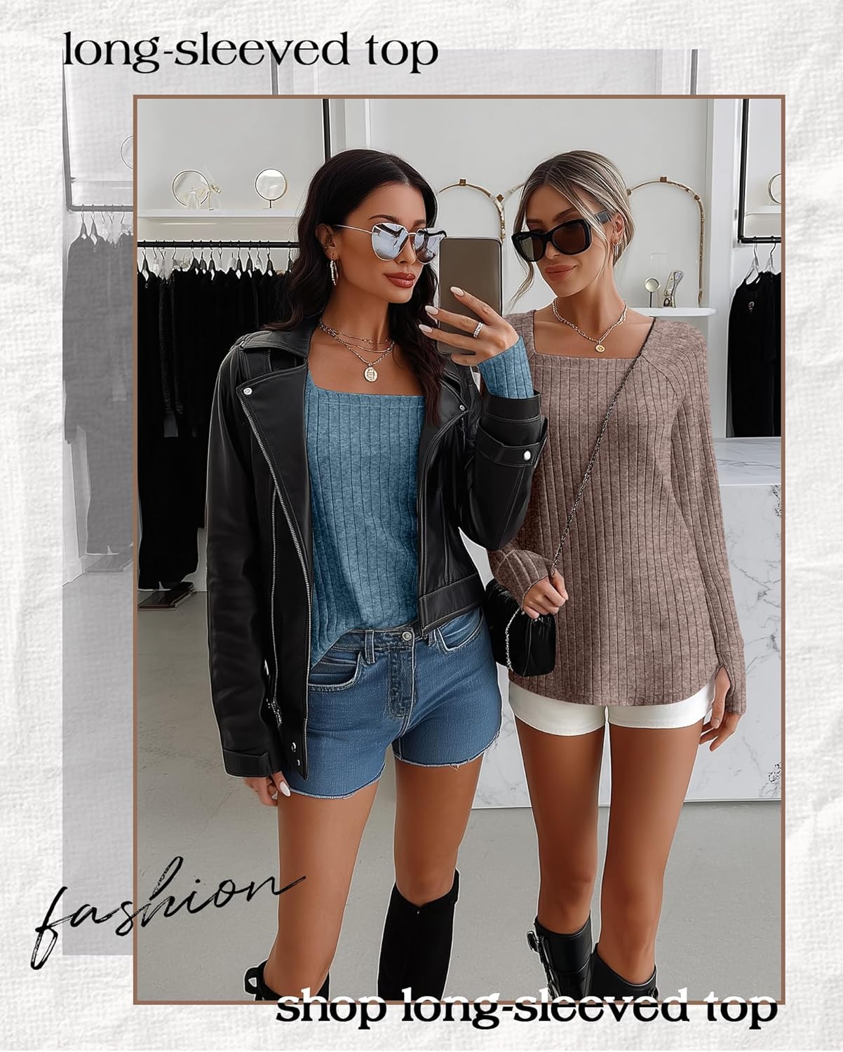 3 Pack Women's Long Sleeve Shirts, Square Neck Loose Fit Tunic Tops Fall Winter Casual Lightweight Sweaters - Image 4