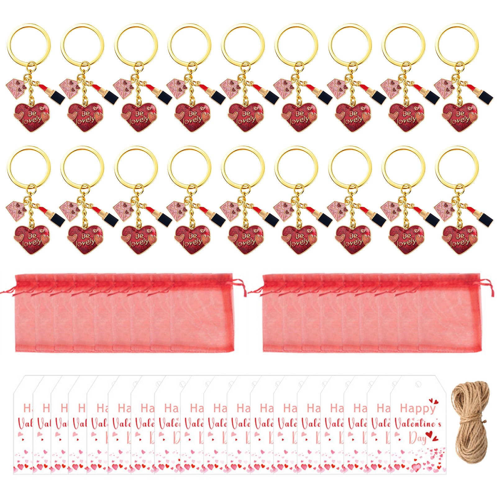 Porte-clés en cœur Kirsite lot de 18 en alliage robuste avec finition luxe durable