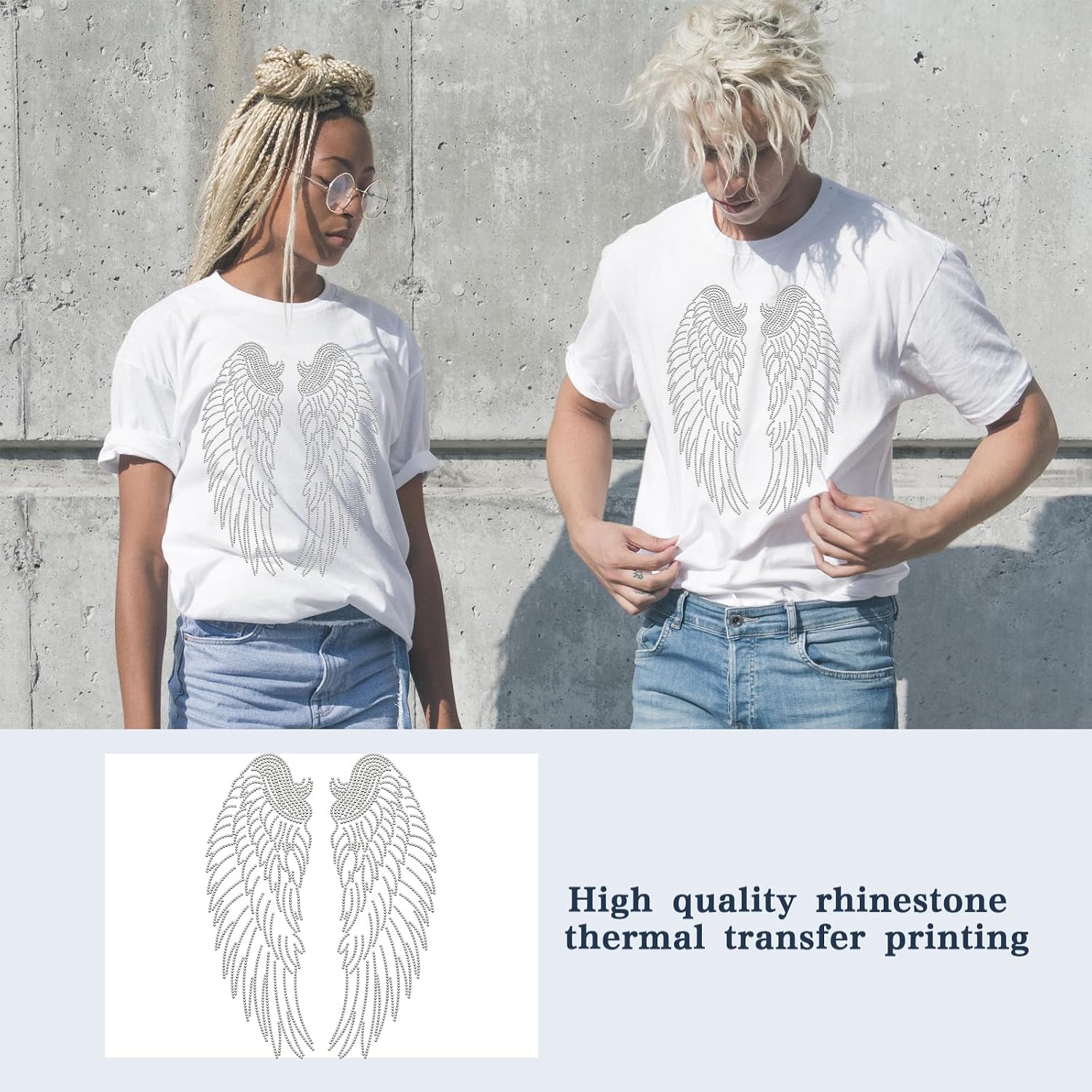 PLIGREAT Glitter Wing Rhinestone Iron on Patches Silver Bling Angel Wing Rhinestones Iron on Transfers for Clothing Jacket Jeans Hat Hotfix Rhinestone Patches Women Men T Shirt DIY Embellishment