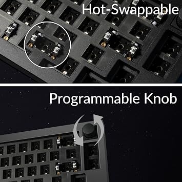 Keychron Q2 Max 65% Compact Custom Mechanical Gaming Keyboard Kit, 2.4 GHz/Bluetooth 5.1/Wired with QMK/VIA Programmable Knob, RGB Aluminum Barebones Keyboard for Mac Windows Linux - Black