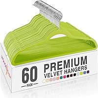 Vista 10 de HOUSE DAY - Ganchos de terciopelo azul cielo, paquete de 60 ganchos, antideslizantes, resistentes, para abrigos, ganchos de fieltro para ropa