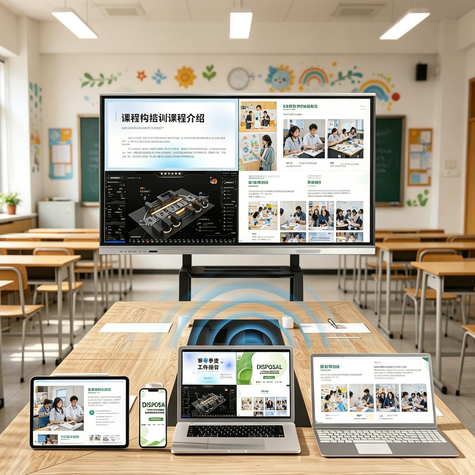 Interaktives Touchpanel für Unterricht im Klassenzimmer Großer 4K-Ultra-HD-Bildschirm Dual-System-Design blendfestes gehärtetes Glase fur Klassenzimmer & Buiro(1265 * 764mm/49.8 * 30.07in)
