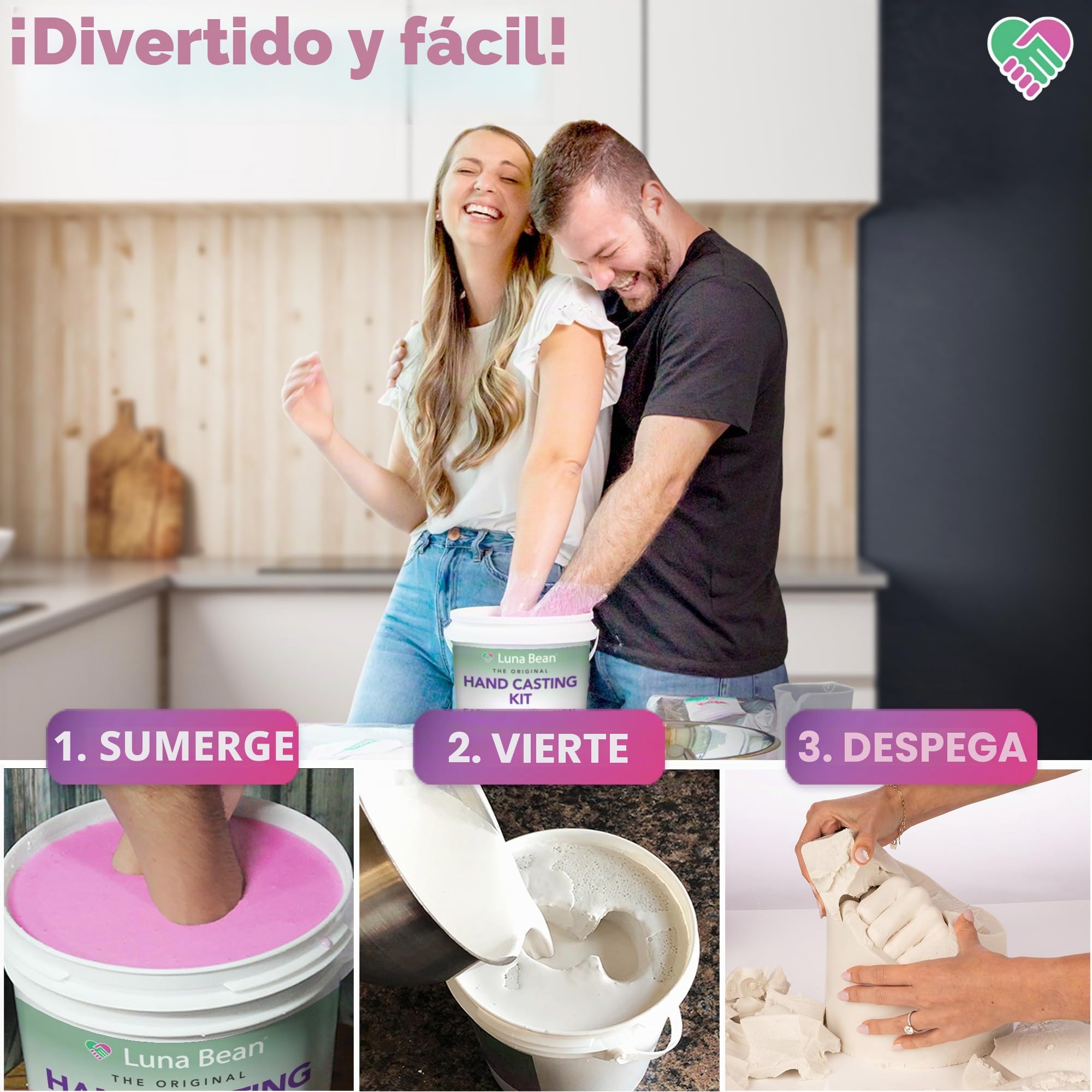 Luna Bean - Kit para crear escultura de manos, kit de modelado de figuras de yeso, manualidades para figuras de manos de parejas, adultos y niños, para regalo de bodas, amigos, aniversarios, etc.