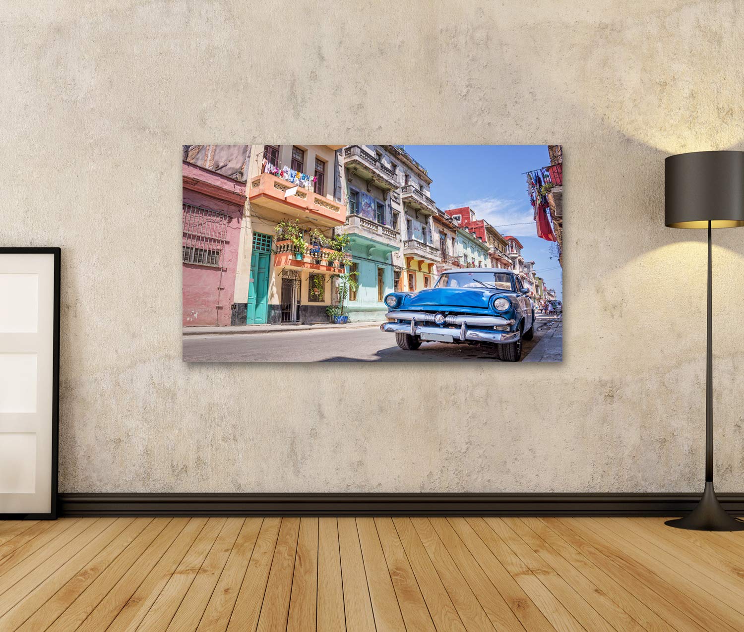 Islandburner Quadro Su Tela Auto D'epoca Americana, L'Avana Cuba, Formato 100x57 Cm, Stampa Artistica Per Soggiorno E Ufficio, Made In Germany
