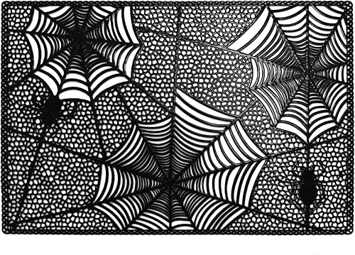 Wintop - Manteles individuales de Halloween de 12 x 17.5 pulgadas para mesa de comedor, vinilo prensado metálico, decoración navideña, juego de 6,