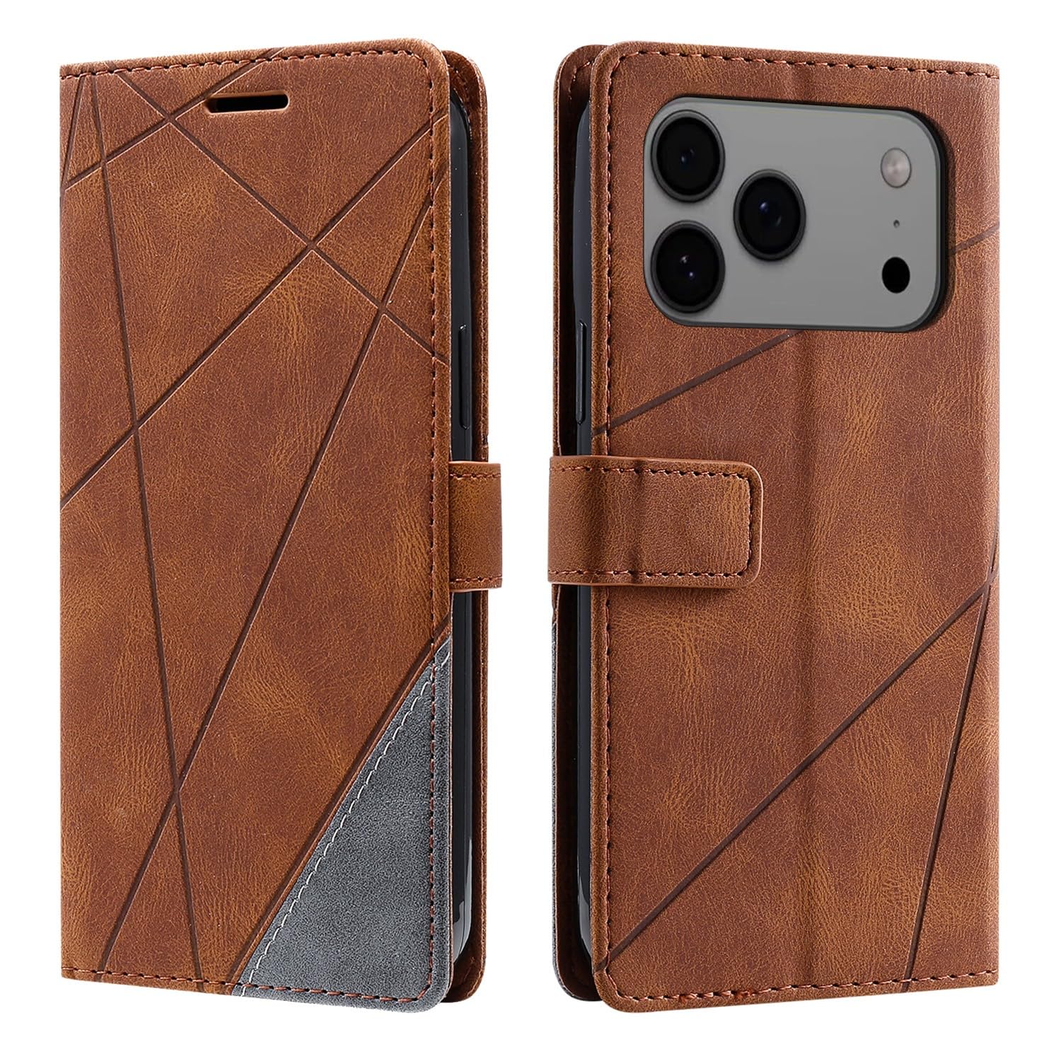 Étui en cuir iPhone 17 Pro marron housse clapet premium - 6