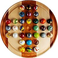 Vista 1 de Juego de mesa solitario de mármol hecho a mano con canicas de vidrio (16 pulgadas, alto contraste)