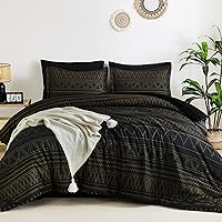 Vista 14 de WONGS Bedding - Juego de edredón bohemio gris tamaño Queen, juego de edredón en una bolsa de 7 piezas con textura de rayas, reversible