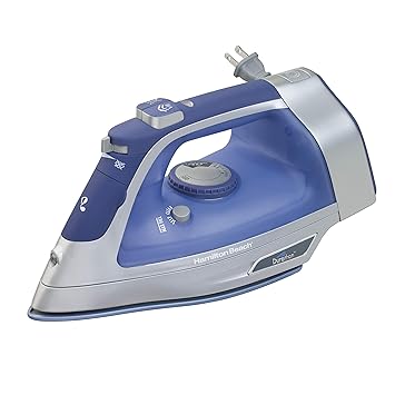 Hamilton Beach Steam Iron with Retractable Cord, 3-Way Auto Shutoff & Durathon Soleplate (19803)