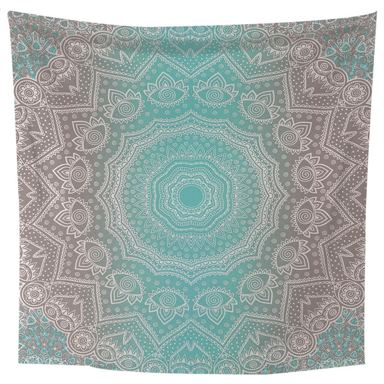 Lieson Arazzo Decorativo, Arazzo da Camera da Letto 260x240CM Motivo Mandala Tappeto Muro Camera da Appendere Alla Parete Per Decorazione Della Casa, Grigio Verde