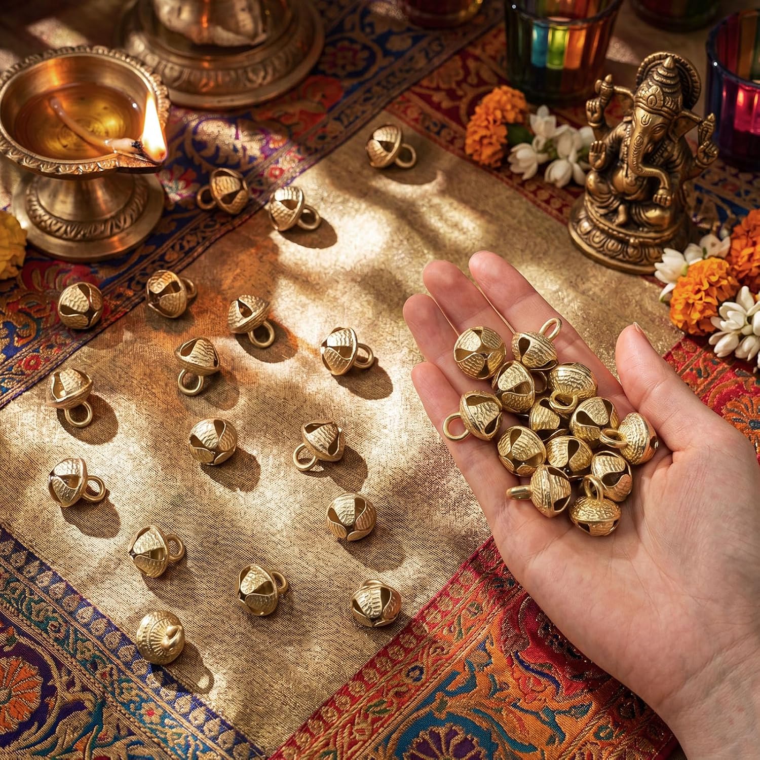 25 Pcs 25 Pcs Ghungroo Bells for Diwali Kathak, Indian Brass Bell Craft