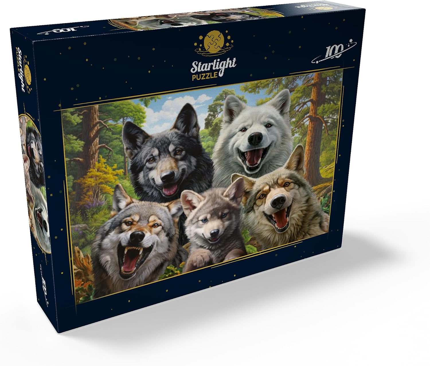 MyPuzzle Wolf Selfie - Premium 100 Piece Jigsaw Puzzle for Adults