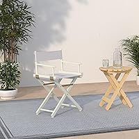 Vista 125 de Casual Home - Silla de director de 30 in, marco blanco, con lona color blanco, altura de barra