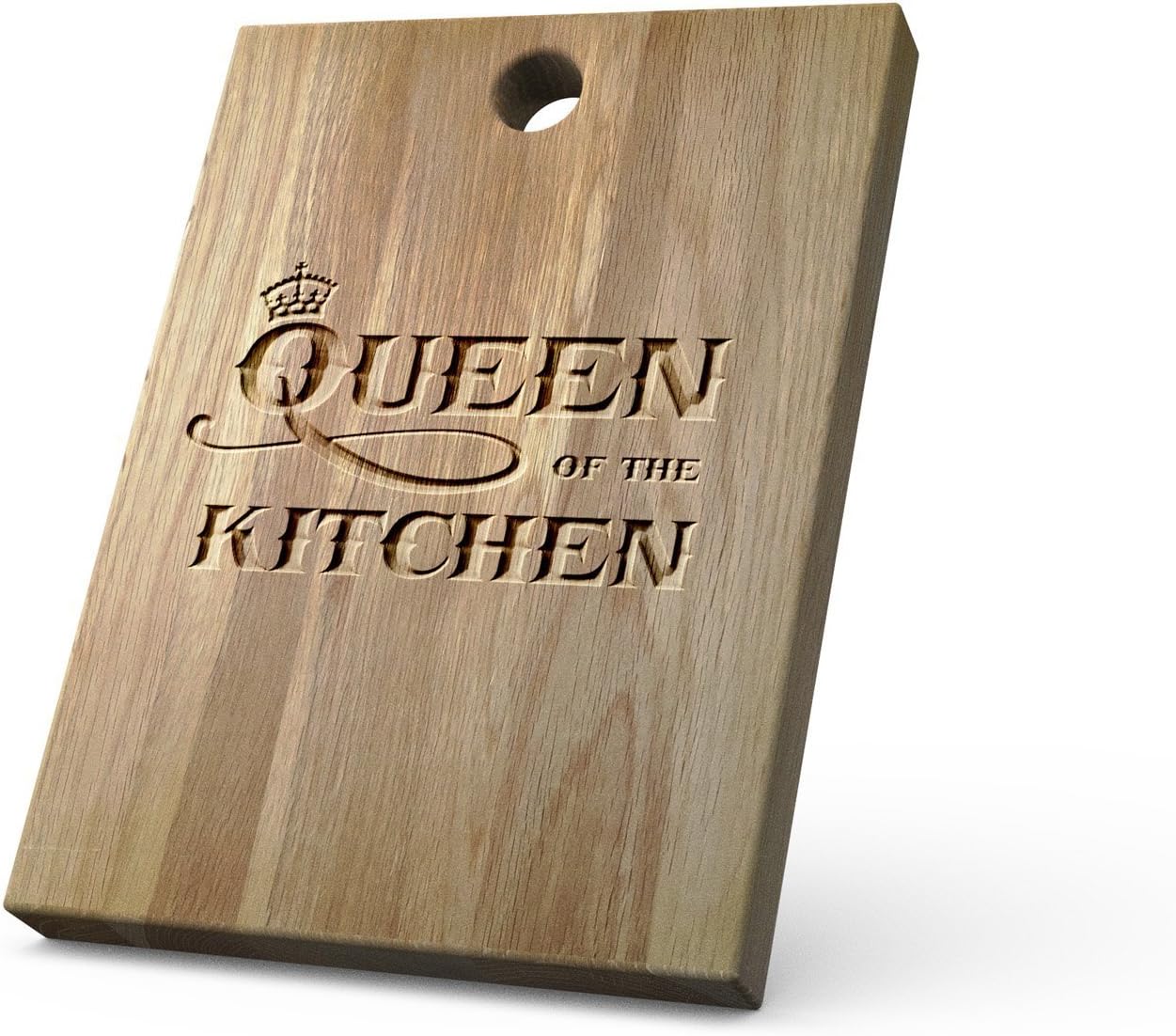 Personalized Wooden Chopping Board with Queen Of The Kitchen design - Solid Oak, Ideal for Chopping/Cutting or Presenting your food - A Perfect Gift for Friends and Loved Ones.