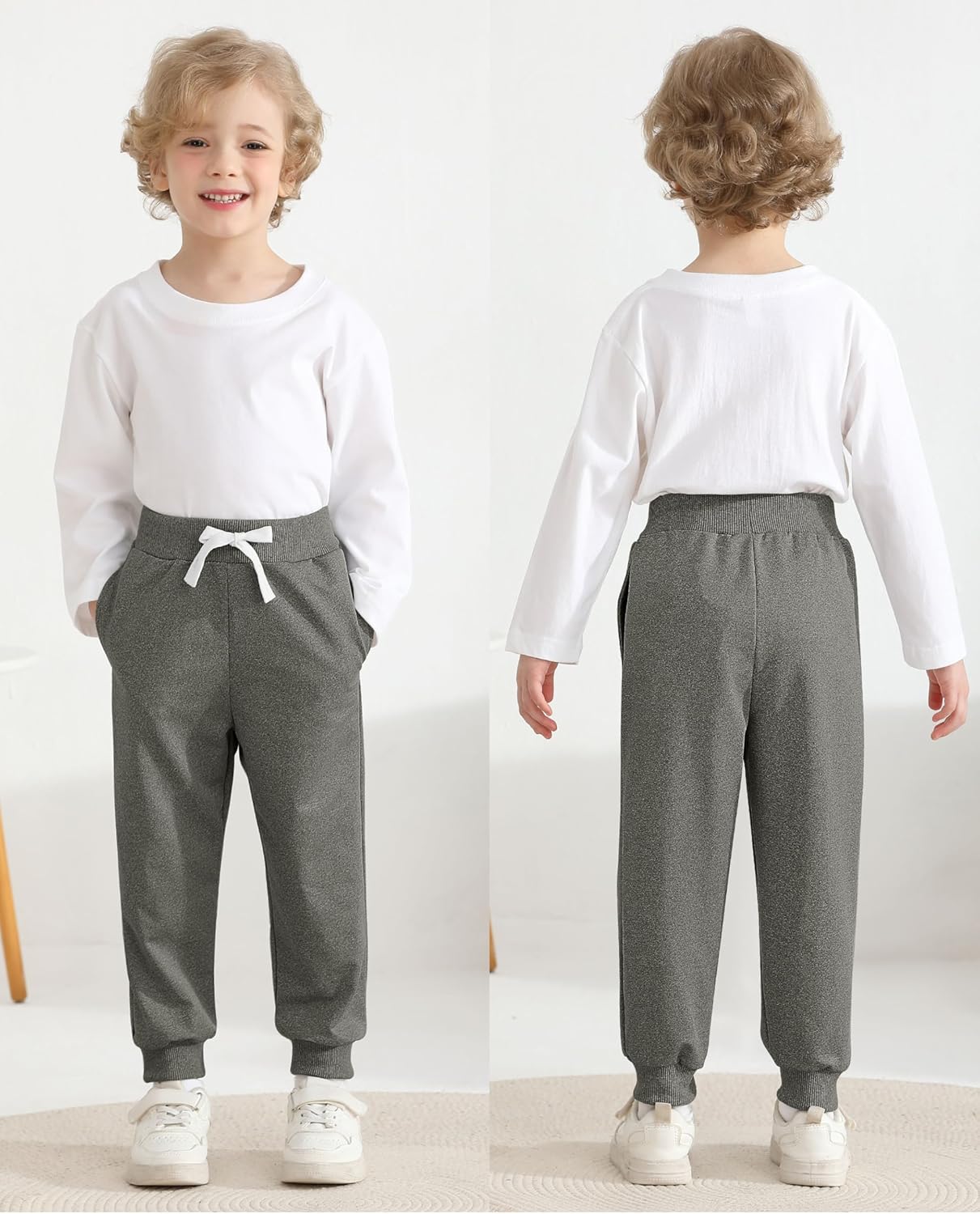 Resinta 4 Pack Toddler Boys Sweatpants Kids Pull On Casual Pants Athletic Joggers with Drawstring Pockets for Boys - Image 2