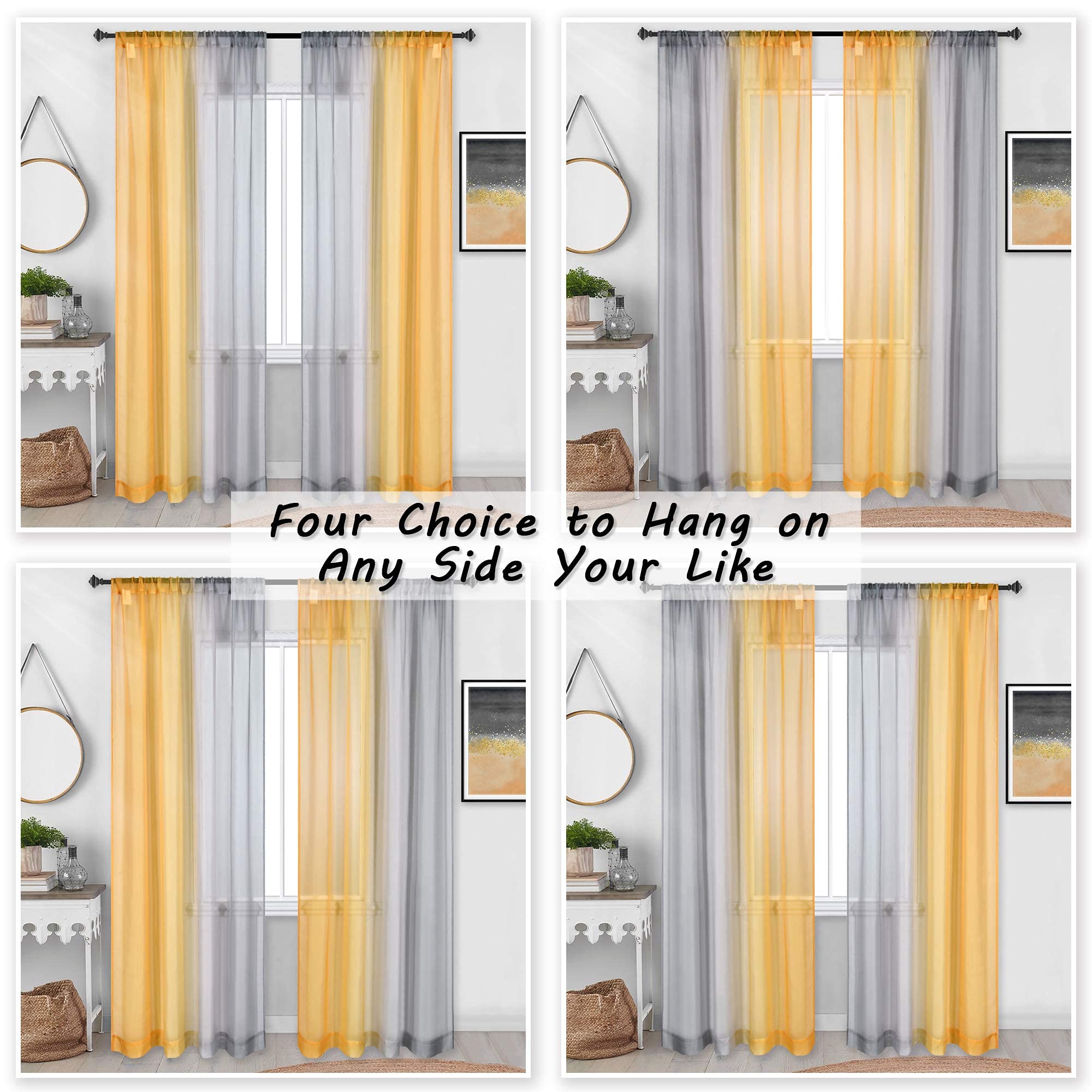 Amazon.co.jp: DECOVSUN イエローシアーカーテン 108インチ エクストラ