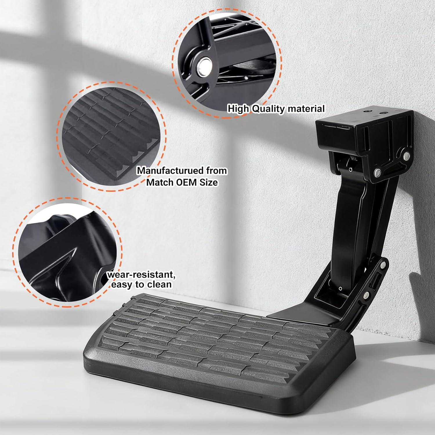 Nuaquie PTS30-34000 Retractable Bed Step for Toyota Tundra 2022-2024, Foldable Rear Bumper Step & Tailgate Accessory, Black Aluminum Alloy Truck Side Step - Replaces OEM # PTS30-34000